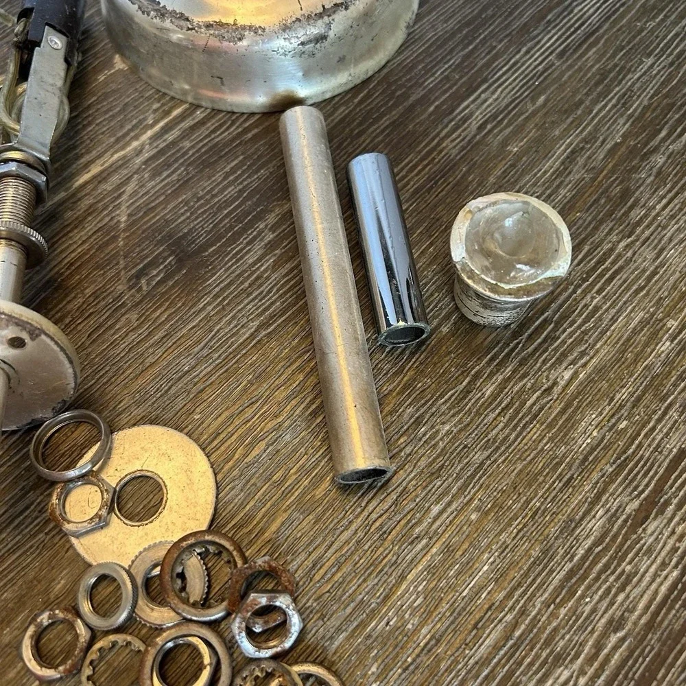 Vintage Chandelier Hardware‎ Lot 4 Candle Socket Assemblies Canopy Tube Parts